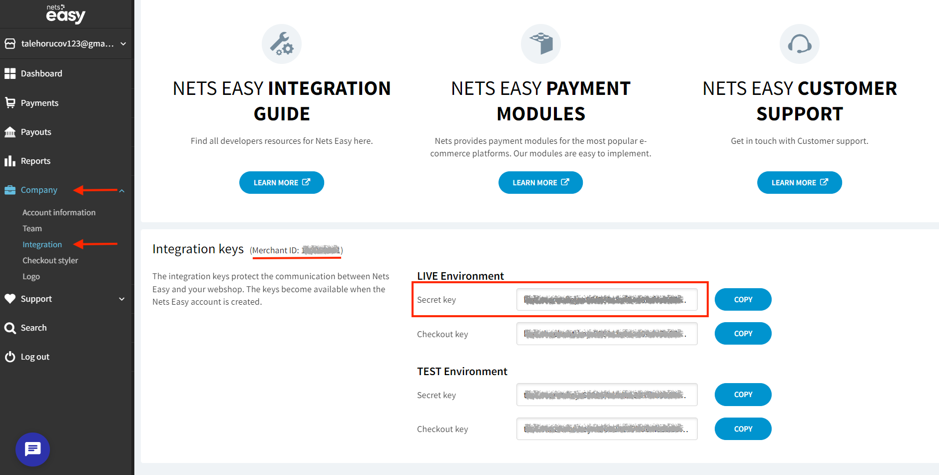 Nets Easy secret Key