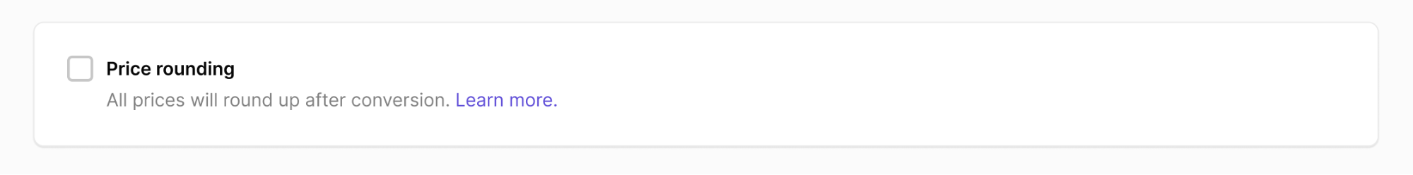 Price rounding checkbox